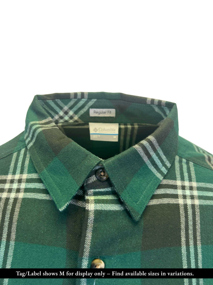 Columbia Men's Rain Forest Trails Edge Plaid Shirt Flare Gun Stretch Flannel L/S