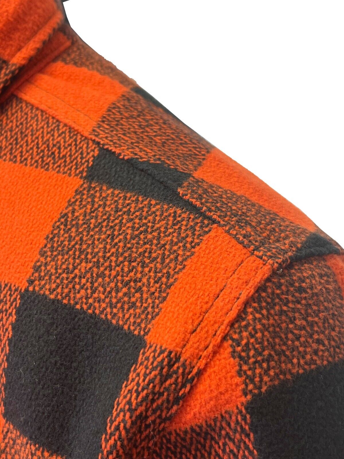 Branded Men's Orange & Black Plaid Shirt Jacket Vintage L/S (S74)