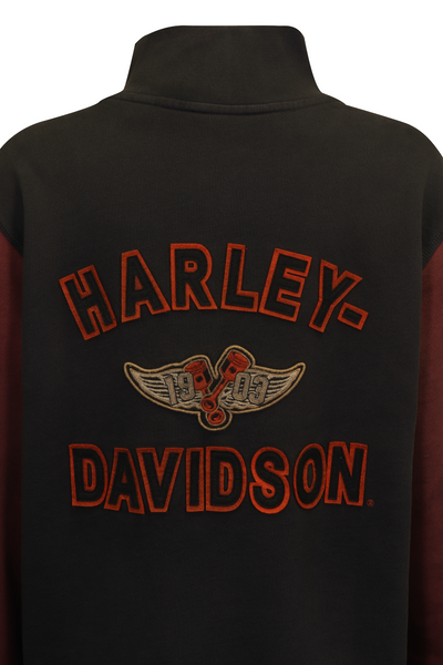 Harley-Davidson Men's Sweatshirt Black Maroon Raglan Wings 1/4 Zip L/S (S10)