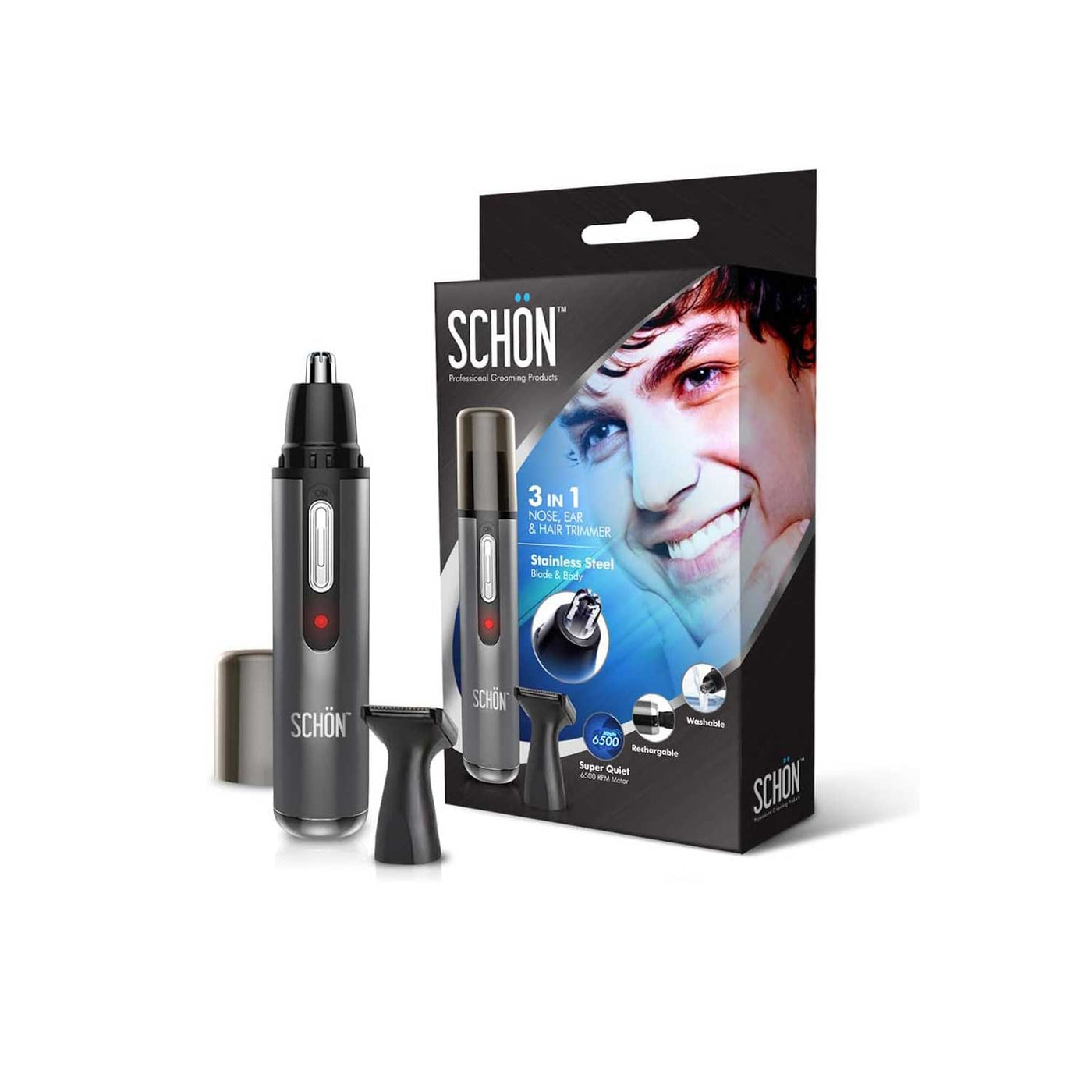 Schon Men's and Women's Stainless Steel 3-in-1 Rechargeable Trimmer
