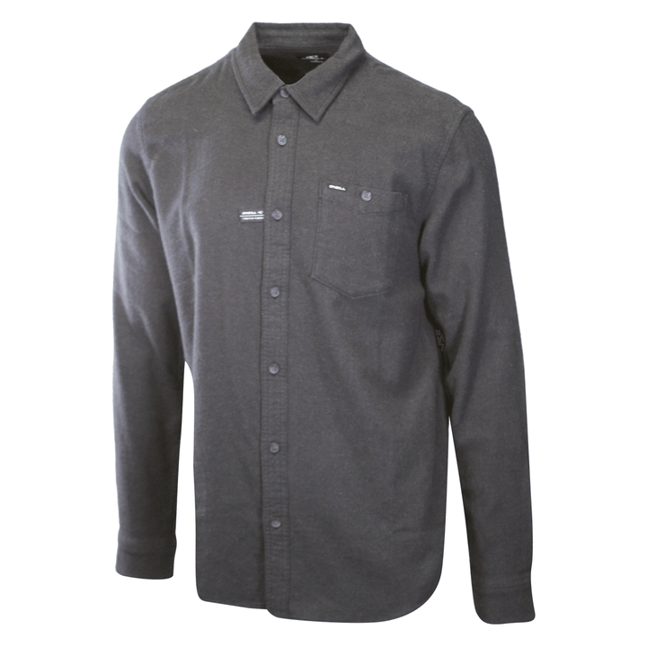 O'Neill Men's Black Shirt Redmond Solid Stretch Flannel Long Sleeve (S20)