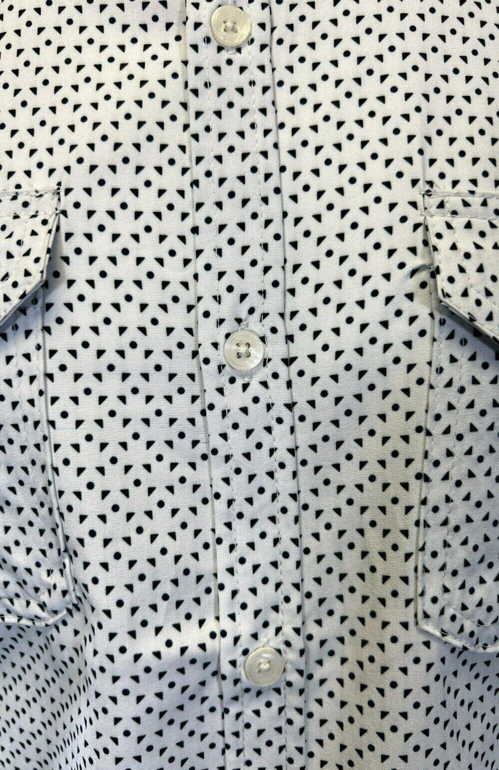 Kenneth Cole Men's White Shirt Triangle Dotted 2 Pockets Woven S/S (S04)