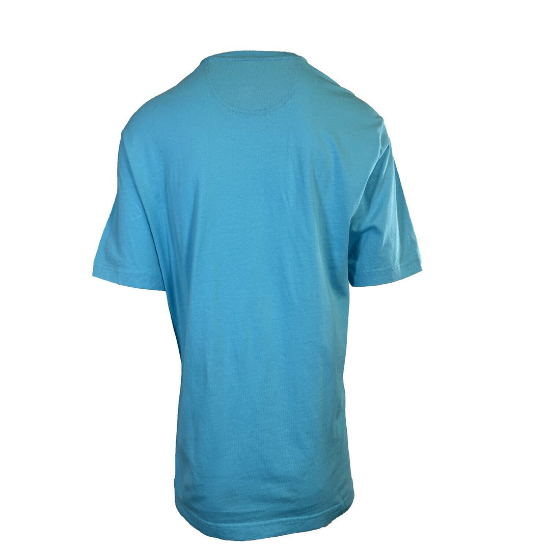 Tommy Bahama Men's Neon Blue T-Shirt V-Neck Bali Skyline Pink Logo Tee (S59)