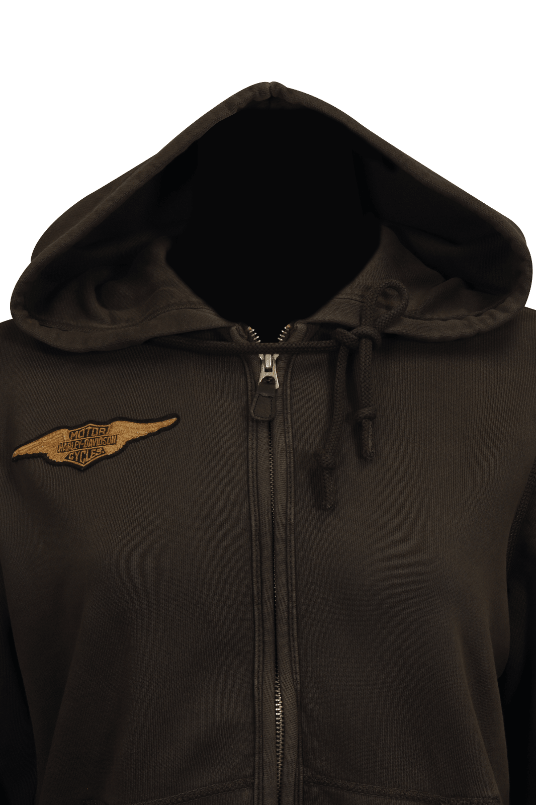 HD Branded Women's Hoodie Black Wings Patch Logo Full Zip L/S (S08)