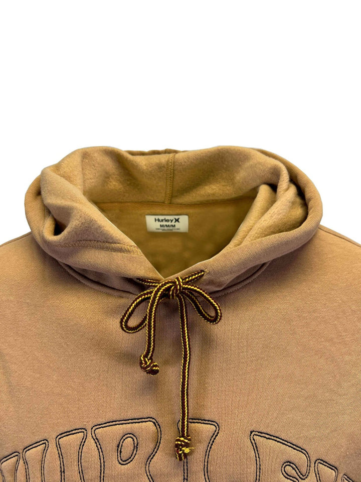 Hurley Men’s Tan Hoodie Pullover Block Letters Hooded Sweatshirt (S03)