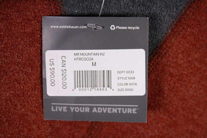 Eddie Bauer Men's Heather Cocoa w/ Grey Sleeve Mountain Fleece 1/2-Zip Sweater