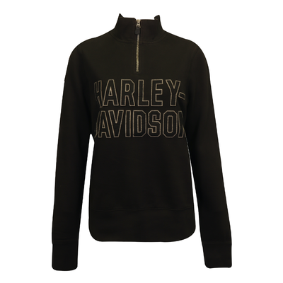 Harley-Davidson Women's Sweatshirt Black Text 1/4 Zip Pullover L/S (S01)