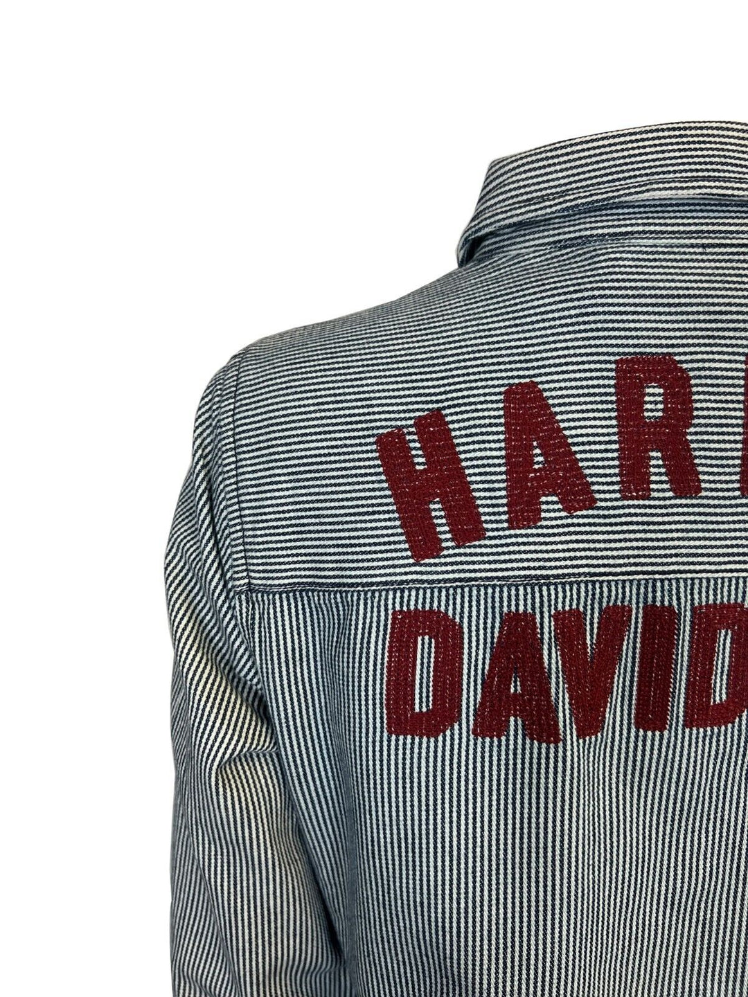 HD Branded Women's Blue Shirt Railroad Stripe Logo Long Sleeve (S26)