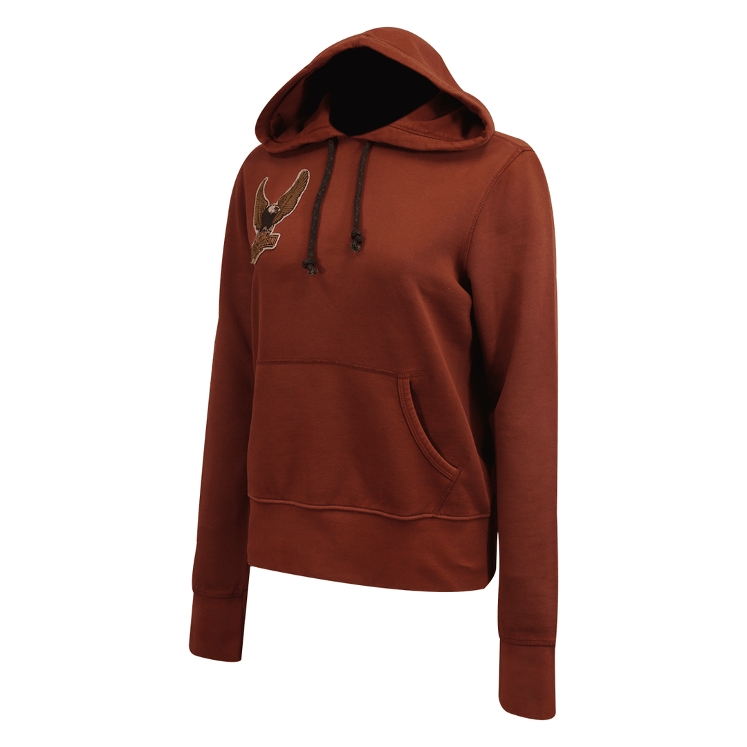 HD Branded Women's Hoodie Washed Maroon Eagle Chest Embroidered L/S