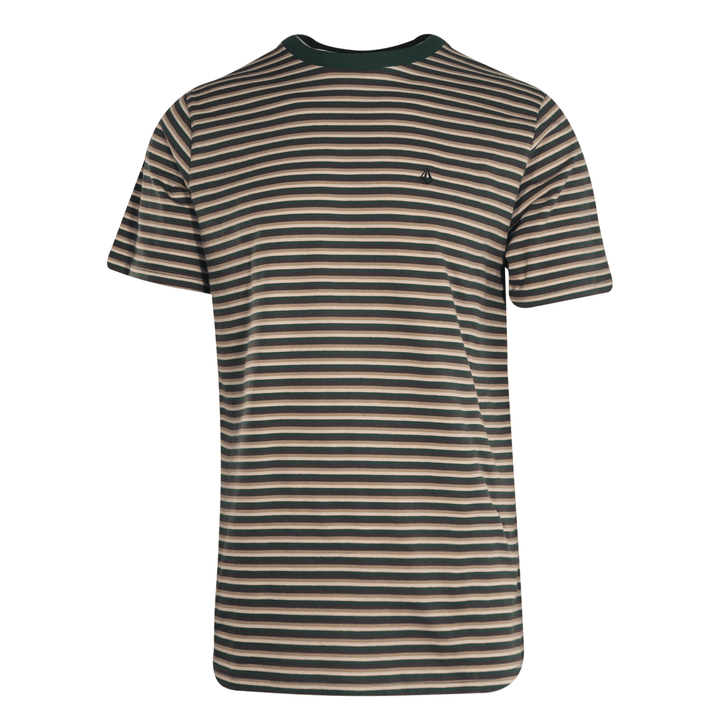Volcom Men's T-Shirt Trekking Green Striped S/S Tee (S36)