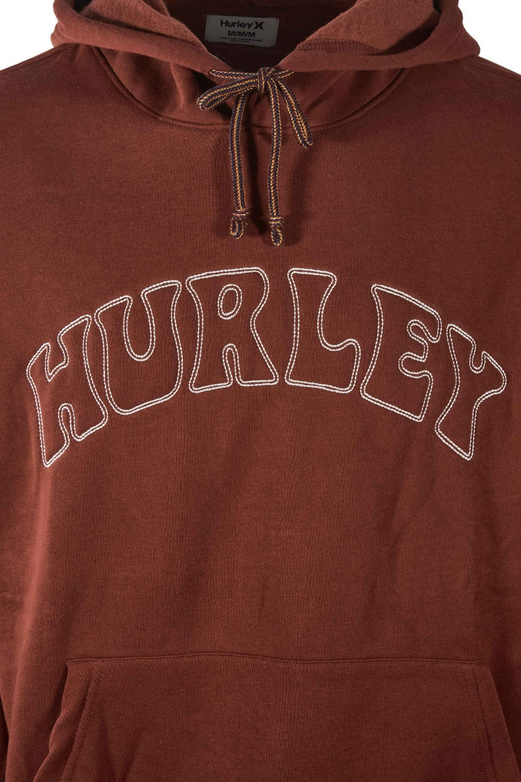 Hurley Men’s Burgundy Hoodie Pullover Block Letters Hooded Sweatshirt (S02)