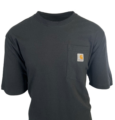 Carhartt Men's Black T-Shirt Crew Neck S/S Pocket Patch Logo (S05)