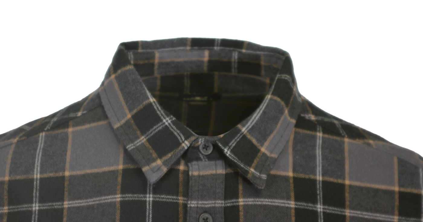 O'Neill Men's Black Shirt Redmond Plaid Stretch Flannel Long Sleeve (S26)