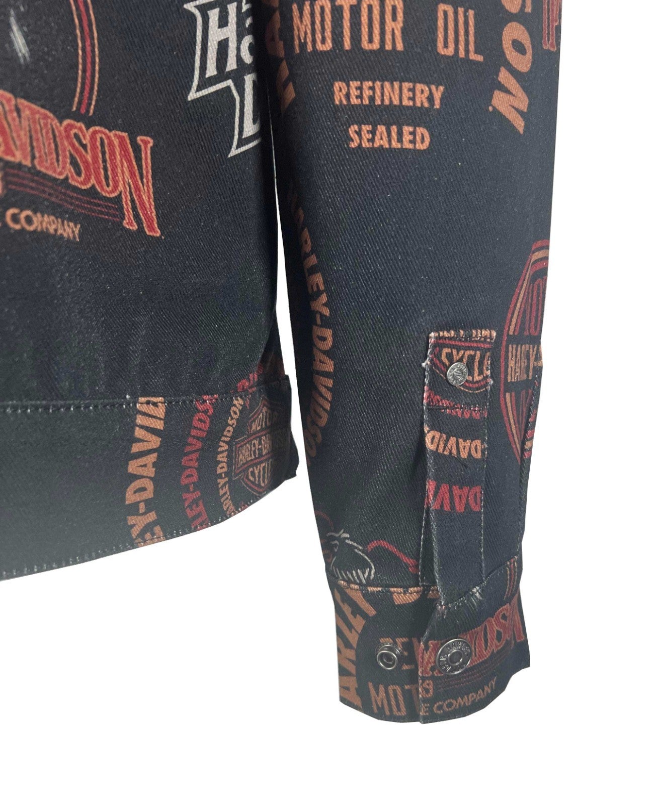 Harley-Davidson Men's Harley Black All Over Print Jacket 80s Tank Twill (S89)