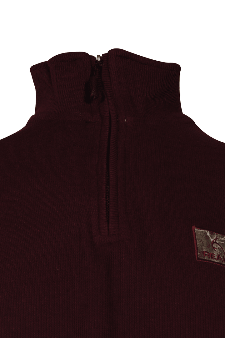 Realtree Men's Sweater Burgundy Mock Neck Long Sleeve (S01)