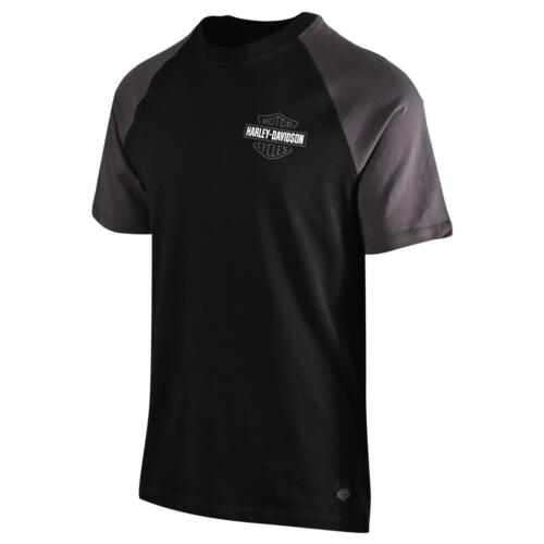 Harley-Davidson Men's T-Shirt Black Beauty Bar Shield Raglan Short Sleeve (S59)