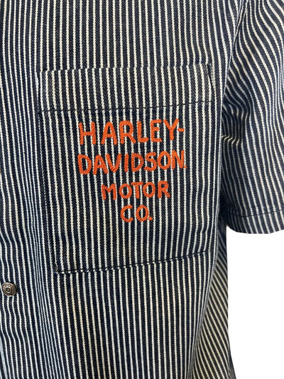 Branded Men's Blue Shirt Railroad Stripe Mechanics S/S (S69)