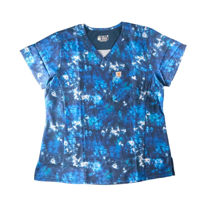 Carhartt Women's Scrub Force Pocket Logo Rugged Flex Cross-Flex V-Neck Print Top
