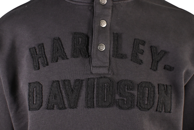 Harley-Davidson Men's Sweater Black Racer Snap Front Mockneck (S03)