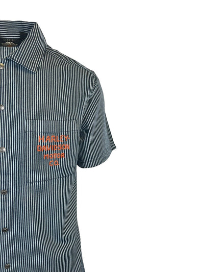 Branded Men's Blue Shirt Railroad Stripe Mechanics S/S (S69)