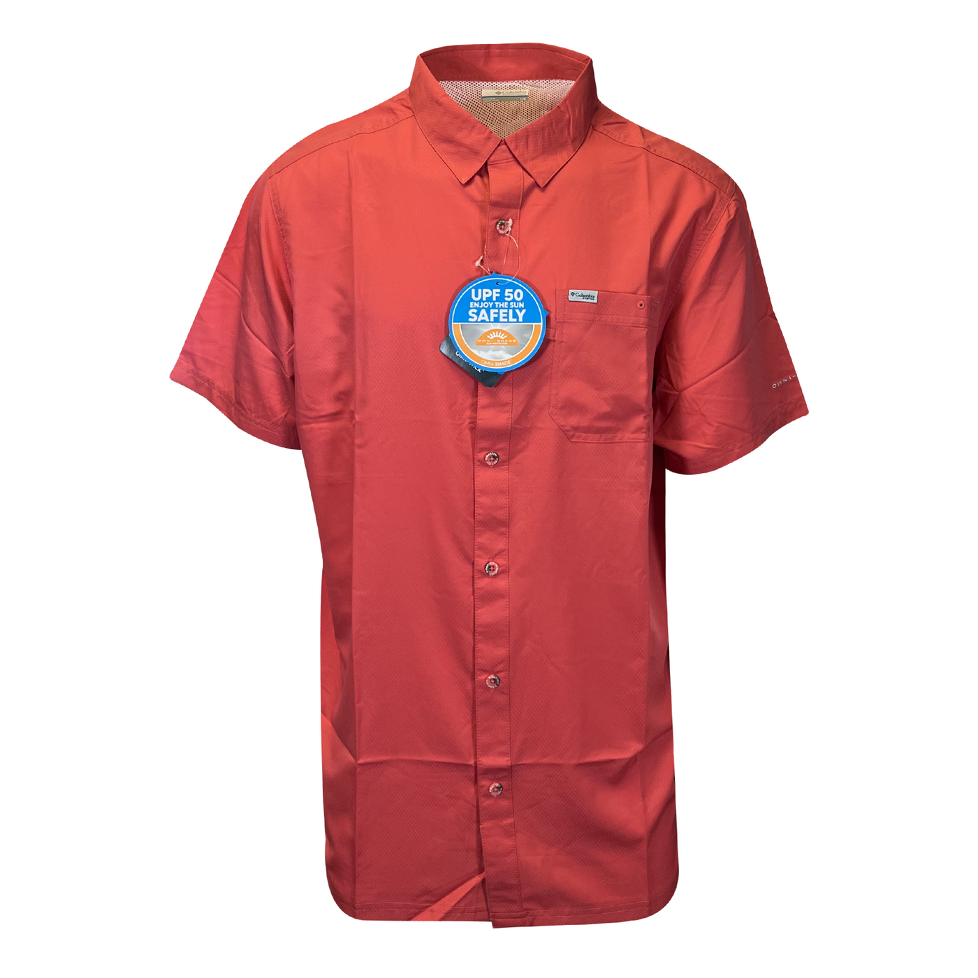 Columbia Men's Sunset Red Shirt Slack Tide PFG Camp Shirt UPF 50 S/S (683)