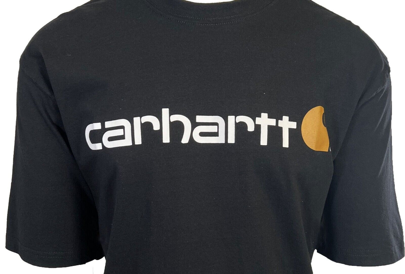 Carhartt Men's Black T-Shirt Crew Neck S/S Graphic Text Logo (S04)