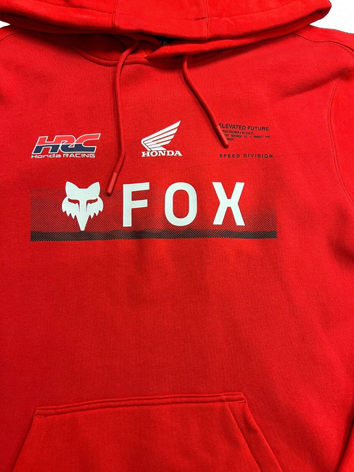 Fox Racing x Honda Men's Red Hoodie Fleece Lined Pullover (S01)