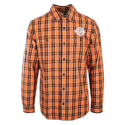 Harley-Davidson Men's Shirt Orange Screamin' Eagle Plaid L/S (S55)