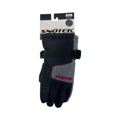 Snotek Junior's Black Grey Stitched Performance Winter Ski Gloves ST318 (S01)