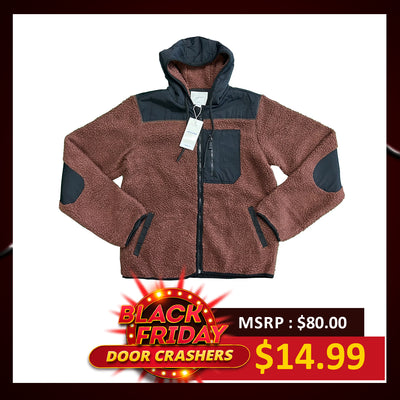 Jack & Jones Men's Maroon Jacket Authentic Sherpa Teddy Fleece (S04)