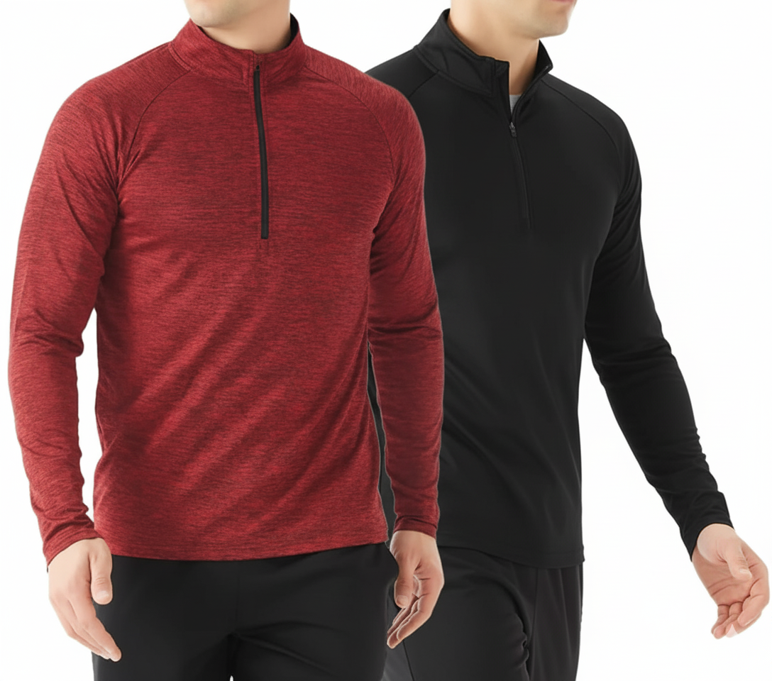 Tex2Fit Men's Sweater Quarter Zip Lightweight Premium - 1 Pack & 2 Pack