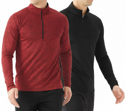 Tex2Fit Men's Sweater Quarter Zip Lightweight Premium - 1 Pack & 2 Pack