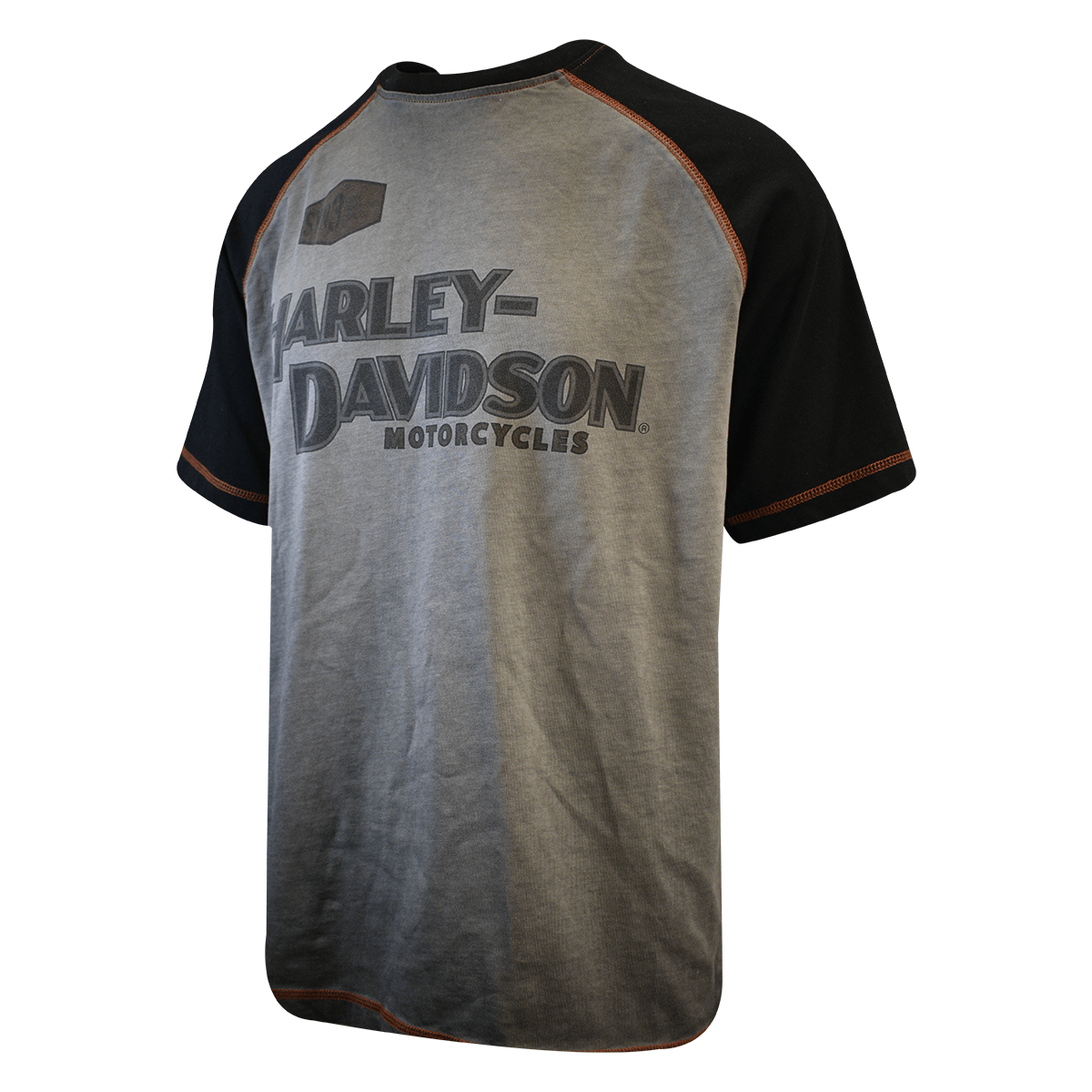 Harley-Davidson Men's T-Shirt Grey Black Iron Bond Raglan Short Sleeve (S58)