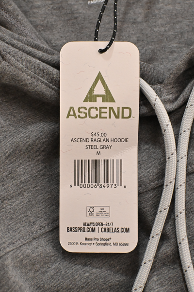 Ascend Men's Hoodie Heather Grey Long Sleeve Lightweight Pullover (S01)