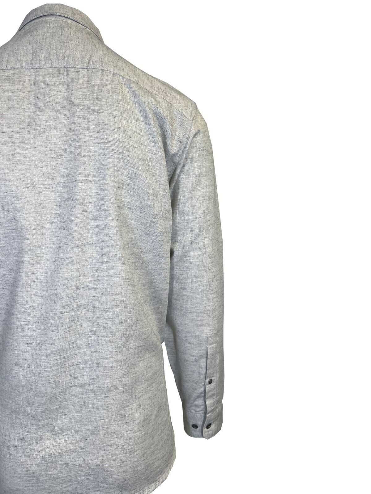 Ascend Men's Light Grey Shirt Herringbone Slub Long Sleeve (S05)