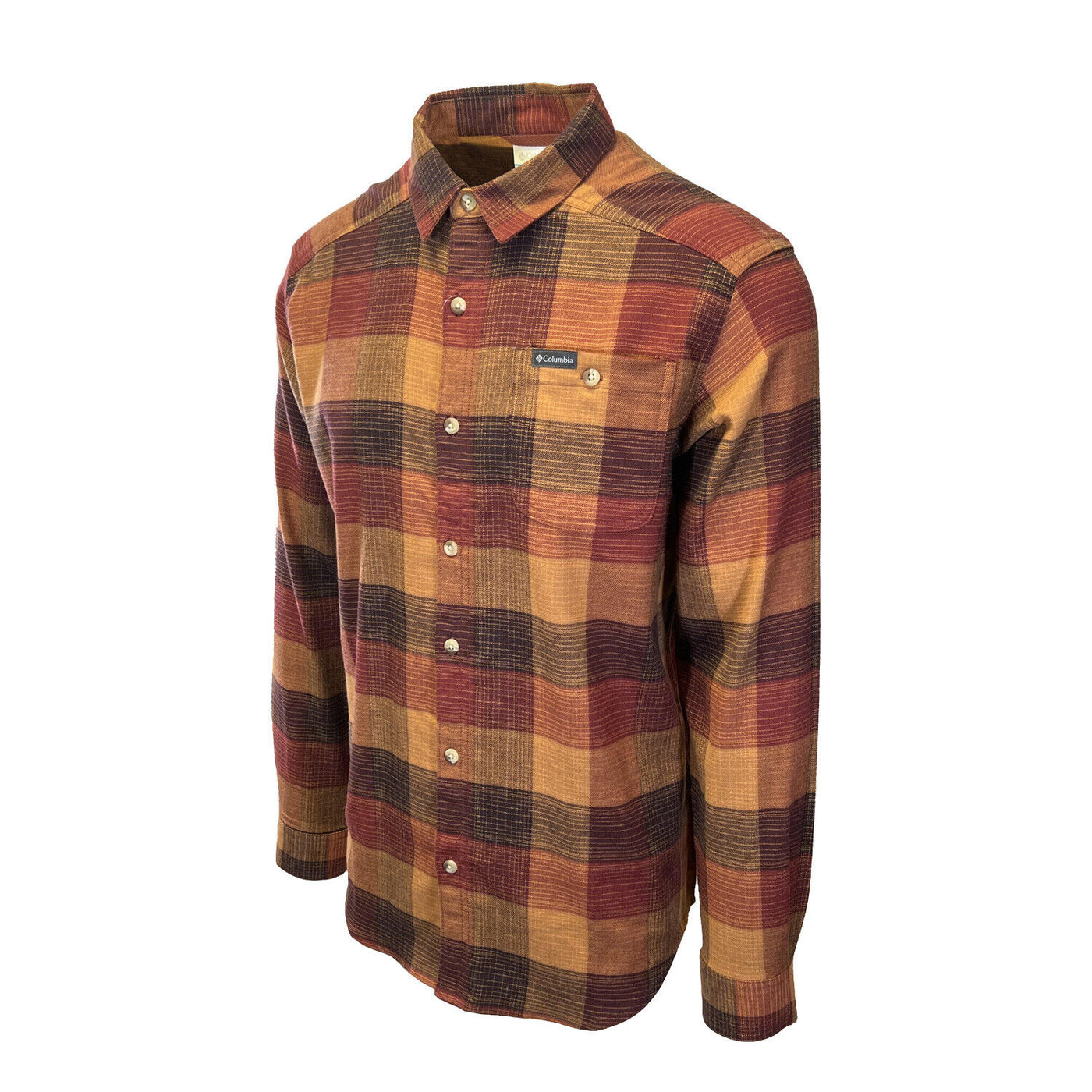 Columbia Men's Dark Amber Multi Buffalo Check Shirt Cornell Woods Flannel (681)