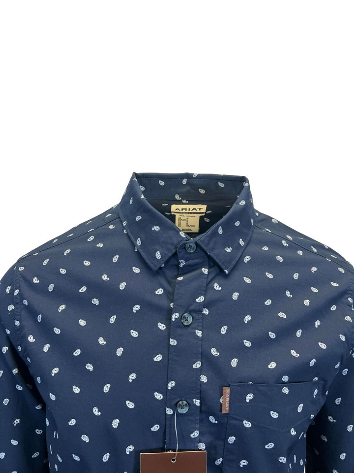 Ariat Men's Blue & Dark Blue Ble Shirt Stretch Modern Fit L/S (S50), (S51)