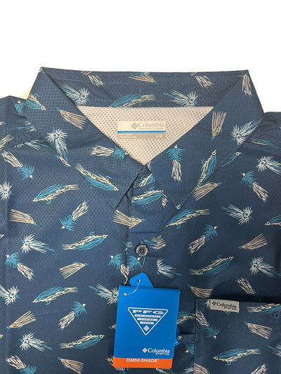 Columbia Men's Shirt Omni-Wick Super Slack Tide Camp All Over Printed S/S