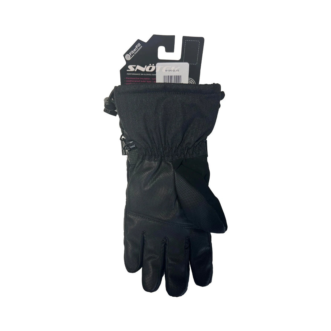 Snotek Women's Black Stitched Zip Performance Winter Ski Gloves ST118 (S02)