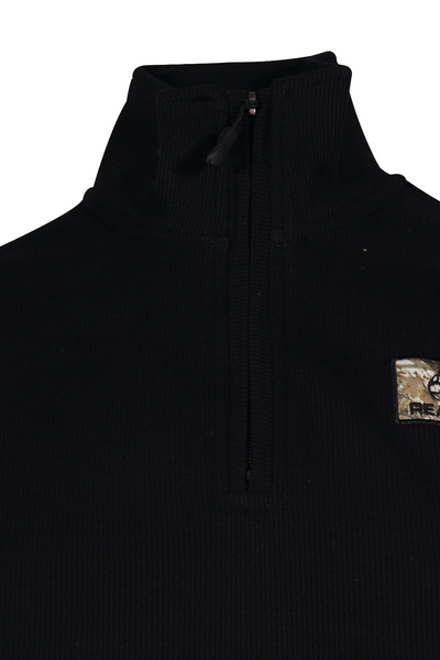 Realtree Men's Sweater Charcoal Black Mock Neck Long Sleeve (S03)