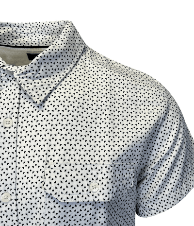 Kenneth Cole Men's White Shirt Triangle Dotted 2 Pockets Woven S/S (S04)