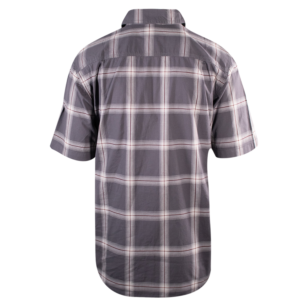 Carhartt Men's Grey Maroon White Lightweight Relaxed Fit S/S Woven Shirt (S12)