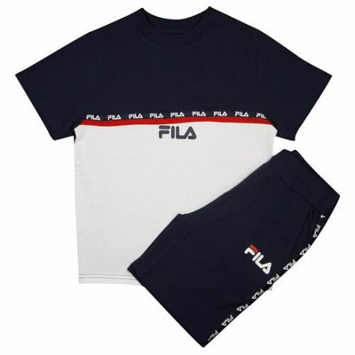 FILA Boy's Navy Blue & White Two-Toned T-Shirt & Pants Set (S01)