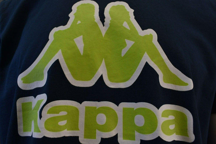 Kappa Men's T-Shirt Navy Blue Abelo Green Chest Logo S/S Tee (S03)