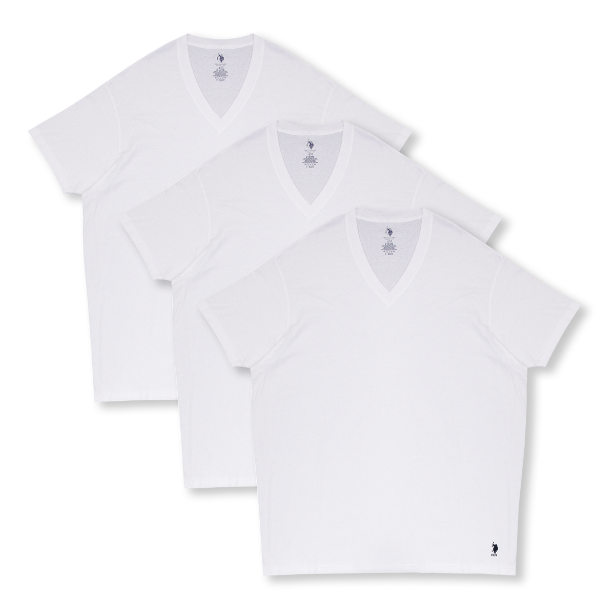 U.S Polo Assn. Men's White 3 Pack Tall V-Neck S/S T-Shirt (S01)