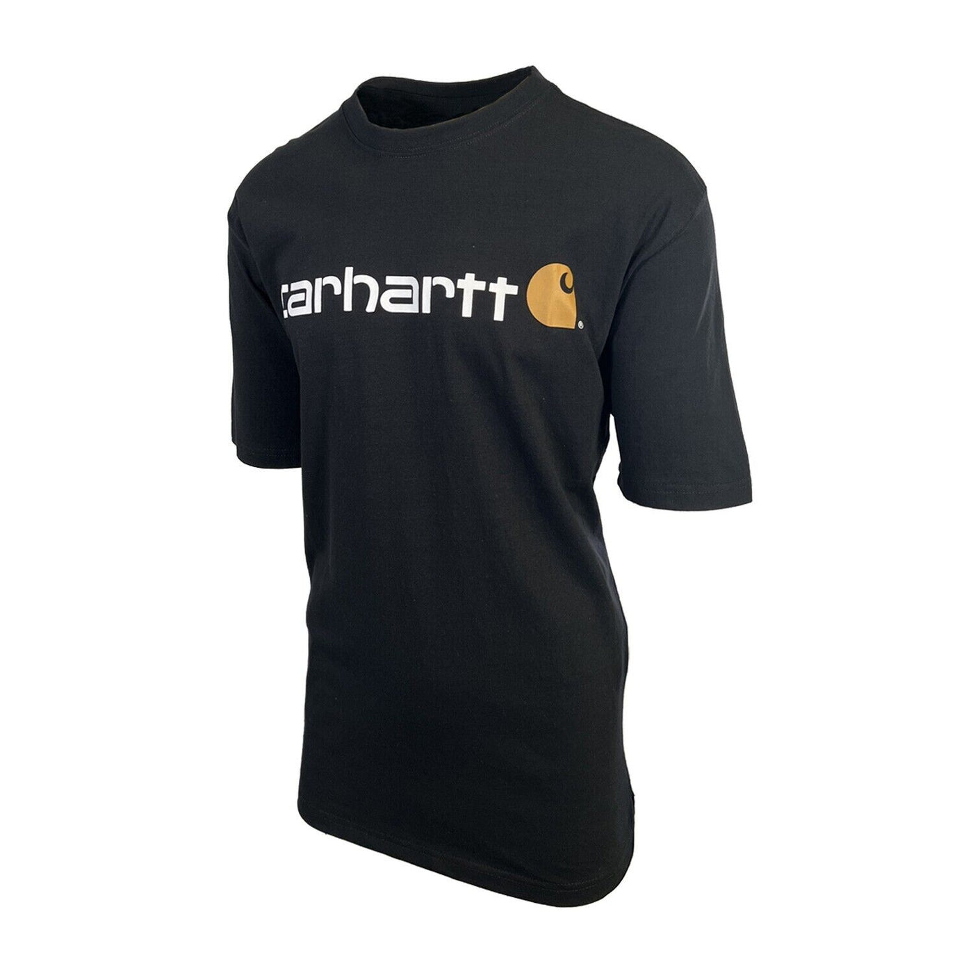 Carhartt Men's Black T-Shirt Crew Neck S/S Graphic Text Logo (S04)