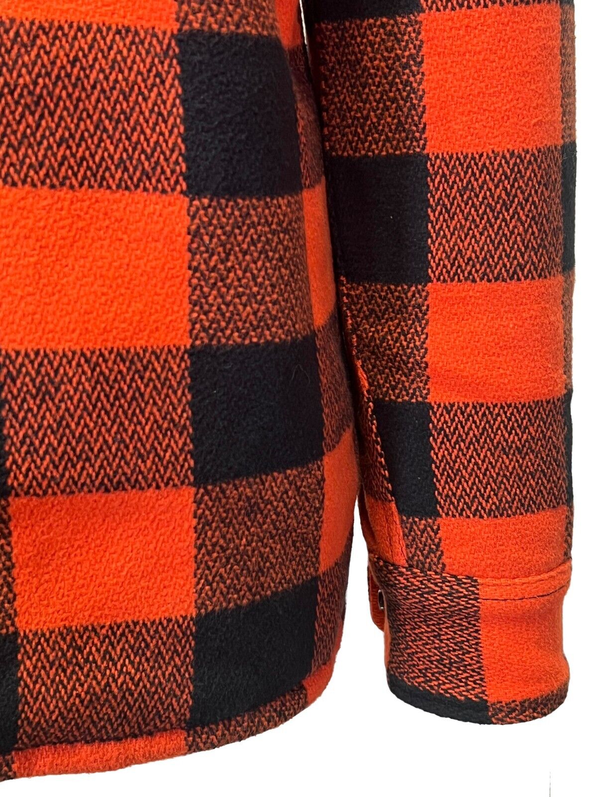 Branded Men's Orange & Black Plaid Shirt Jacket Vintage L/S (S74)