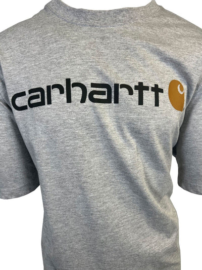 Carhartt Men's Grey T-Shirt Crew Neck S/S Graphic Text Logo (S03)