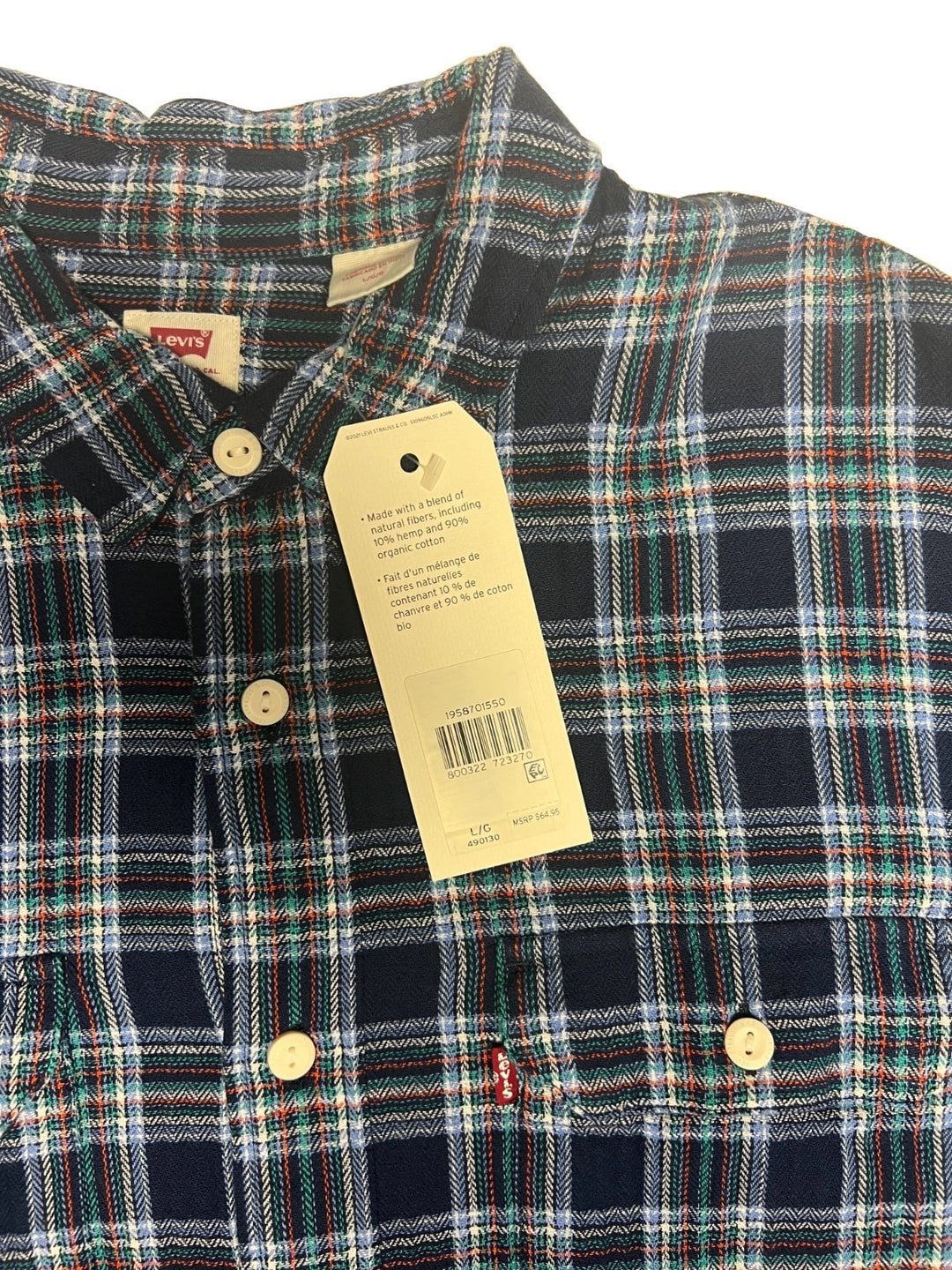 Levi's Men's Blairmore Indigo Blue Plaid Shirt Long Sleeve Workers Shirts (S08)