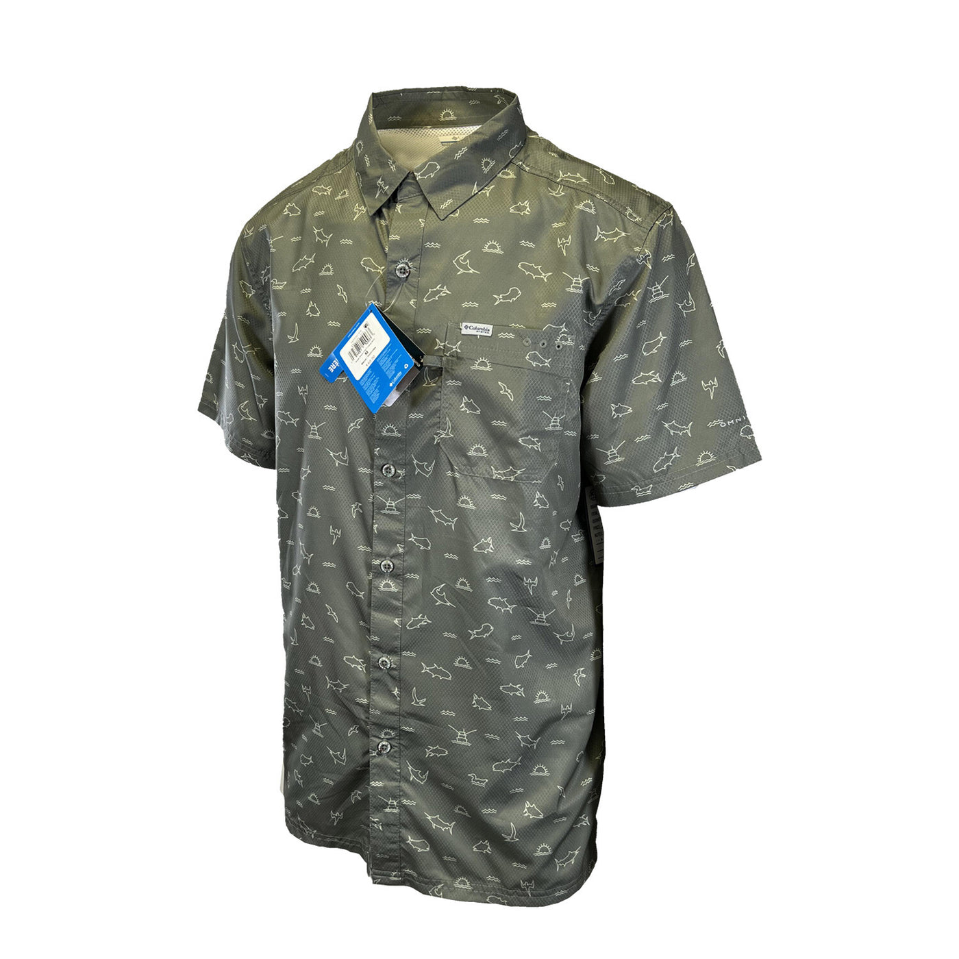Columbia Men's Shirt Omni-Wick Super Slack Tide Camp All Over Printed S/S